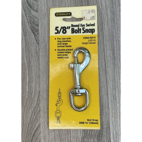 Stanley 5/8 Round Eye Swivel Bolt Snap Cd64-0213 Nos Bright Nickel - Picture 1 of 2